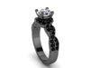 Black Gold Engagement Ring F1 Moissanite Engagement Ring 14K Black Gold Anniversary Ring Round Forever One Mioossanite Bridal Ring - V1033