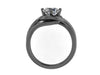 Charles & Colvart Forever One Moissanite Engagement Ring 14K Black Gold Wedding Ring Diamond Alternative Unique Mothers Day Gift-V1095