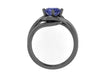 Grace Collection Engagement Ring in 14K Black Gold Wedding Ring with 7mm Round Blue Sapphire Center Sapphire Engagement Ring Etsy  - V1095