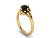 Engagement Ring in 14K Yellow Gold Wedding Ring with 7mm Round Black Diamond Center Unique Genuine Black Diamond Ring Modern Engage - V1095