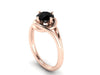 Grace Collection Engagement Ring in 14K Rose Gold Wedding Ring with 7mm Round Black Diamond Center  Natural Black Diamond Jewelry- V1095