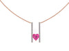 Heart Shape Black Diamond Necklace Pink Sapphire Necklace 14K Rose Gold Necklace with 6x6mm Heart Pink Sapphire Center Original Gems- V1094