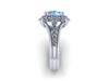 Cushion Cut Aquamarine Engagement Ring Diamond Wedding Ring Blue Sapphire 14K White Gold March Birthstone Unique Engagement RIng - V1096