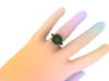 Emerald Engagement Ring Black Diamond Halo Emerald Wedding Ring 14K Black Gold Engagemetn Ring Vintage Engagement Ring Unique Rings - V1098