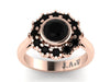 Victorian Engagement Ring Diamond Vintage Engagement 14K Rose Gold Wedding Ring with 6mm Round Black Genuine Diamond Bridal Unique - V1105