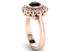 Victorian Engagement Ring Diamond Vintage Engagement 14K Rose Gold Wedding Ring with 6mm Round Black Genuine Diamond Bridal Unique - V1105