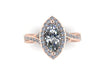 Marquise Engagement Ring Diamond Vintage Wedding Ring Rose Gold Fine Jewelry Halo Diamond Engagement 10x5mm Moissanite Center Unique - V1109