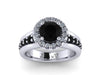 Black Diamond Halo Engagement Ring Anniversary Classic Engagement 14K White Gold Ring With 6.5mm Natural Black Diamond Center Unique -V1110