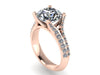 14K Rose Gold Engagement Ring Diamond Split Shank Classic Engagement Ring With 8mm Forever One  Moissanite Center Celebrity - V1117
