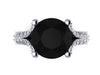 14K White Gold Engagement Ring Split Shank Natural Black Diamond Classic Engagement Ring With 8mm Natural Diamond Center Celebrity - V1117