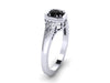 Edwardian Black Diamond Engagement Ring 14K White Gold Vintage Ring With 5mm Natural Black Diamond Center - V1118