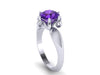 Solitaire Amethyst Engagement Ring 14K White Gold Valentine's Gift February Birthstone Women's Jewelry Fine Jewelry Gemstones Unique- V1080