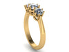 Unique Three-Stone Charles & Colvard Forever One Moissanite Band French Style Fine Jewelry 14K Yellow Gold Mother's Day Gift -V1128