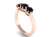 Three-Stone Natural Black Diamond Band French Style Fine Jewelry 14K Rose Gold Women's Rings Bridal Set Unique Wedding Band Black Ring-V1128