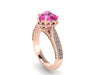 Rose Gold Victorian Diamond Engagement Ring Heart Shape Pink Sapphire Center 14K Statement Ring Fine Jewelry Gift Idea Gemstone Ring - V1126