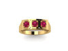 14K Yellow Gold Edwardian Three-Stone Genuine Ruby Engagment Ring Vintage Wedding Estate Fine Jewelry Antique Ring Anniversary Gift -V1134