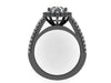 14k Black Gold Engagement Ring Round 7mm Charles & Colvard Forever One Moissanite Center Diamond Halo Double Shank Ring Custom - V1138