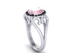 White Gold Engagement Ring Unique Wedding Ring Heart Ring Genuine Black Diamond Valentine's Gift Items Morganite Engagement Ring Gem - V1137