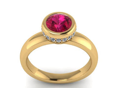 Ruby Engagement Ring Diamond Wedding Ring 14k Yellow Gold Engagement Ring Valentine's Gift Unique Fine Jewelry Gemstone ring Bridal- V1139