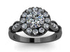 Black Gold Engagement Ring Moissanite Engagement Ring Victorian Bridal Jewelry Diamond Engagement Ring Valentine's Gift Vintage Style -V1140