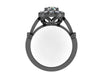Black Gold Engagement Ring Moissanite Engagement Ring Victorian Bridal Jewelry Diamond Engagement Ring Valentine's Gift Vintage Style -V1140