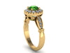 Emerald Engagement Ring 14k Yellow Gold Engagement Ring Victorian Ring Bridal Jewelry Mother's Day Gift Unique Diamond Jewelry Gems - V1140