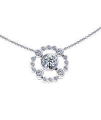 Diamond Necklace F1 Moissanite Necklace 14K White Gold Necklace with 5mm Round Forever One Moissanite valentine's Gift Wedding Jewelry-V1074