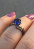 Elegance Collection Engagement Ring in 14K Black Gold Wedding Ring with 7mm Round Blue Sapphire Center  Mother's Day Gift Gemstones- V1093